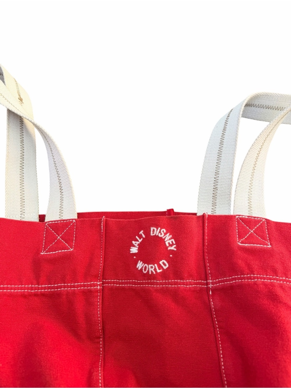 Walt Disney World Red Vintage Style Canvas Tote Bag Embroidered 15” x 11” - Picture 3 of 5